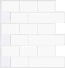 A shiny white hexagon tile backsplash looks chic and brings much texture to the space. 5 Sheets Deco I Amour Peel And Stick Tile Sticker Self Adhesive Stick On Tile Backsplash For Kitchen Bathroom Subway Tile White With Black Grout 10 X 10 Inch Decorative Tiles Kolenik Home Decor