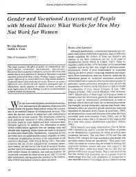 Pdf Gender And Vocational Assessment Of People With Mental Illness What Works For Men May Not Work For Women