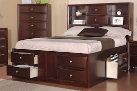 Brown Wood Queen Storage Bed F9234 Poundex Modern F9234q