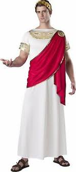 TOGA MALE ROMAN Greek God Julius Caesar Zeus Adult Mens Costume W/ Wreath  White - $28.95 | PicClick
