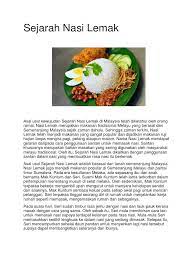Maka apabila aku telah menyempurnakan kejadiannya. Sejarah Nasi Lemak