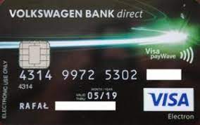 Sprawdź najnowsze i najciekawsze materiały przygotowane przez redakcję w dziale volkswagen bank. Bank Card Visa Elektron Volkswagen Bank Polska S A Poland Col Pl Ve 0138 01