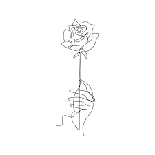 Line Art Drawing One Continuous Lineart Of A Hand Holding Minimalist Style One Lover Valentine In 2020 Rose Line Art Line Art Drawings Line Art Tattoos