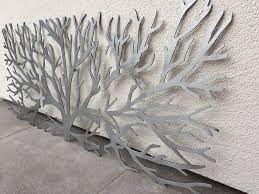 Metal Wall Art Decor 3d Sculpture 3 Piece Tree Brunch Modern Etsy Metal Tree Wall Art Metal Wall Art Decor Metal Wall Art