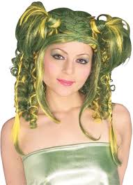 Camo Cutie Rock Star Green Wig Women's Costume Accessory
