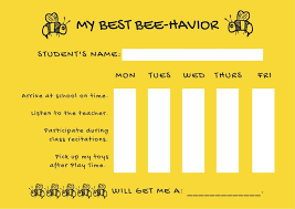 yellow bee primary school behavior reward chart templates