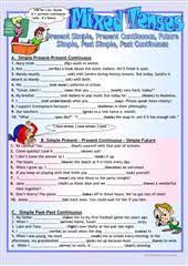 mixed tenses 2 pages key included worksheet free esl