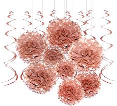 Sunbeauty paper fans decorations kit wedding bridal shower baby shower birthday decoration hanging paper honeycomb decoration. Buy Rose Gold Bachelorette Party Hanging Decorations Wedding Party Foil Swirls Tissue Paper Pom Poms Flowers Bridal Shower Party Garlands Baby Shower Birthday Party Decorations 20ct Online In Vietnam B07vtt96rv