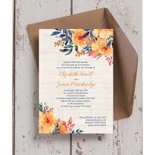 Autumn Orange Floral Wedding Invitation Fall Wedding Invitations Leaves Wedding Invitations Leaves Floral Wedding Invitations