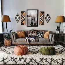 Contemporary living room with bohemian art. Bohemian Home Decor Interior Design Style Guide Spacejoy
