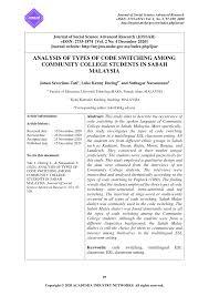Posted nov 23, 2017, 7:44 am by kolej tingkatan enam kota kinabalu. Pdf Analysis Of Types Of Code Switching Among Community College Students In Sabah Malaysia