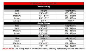 bauer and ccm elbow pads size chart