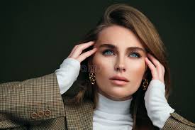 Beautiful Green Eyes of Siberian Forest Cat Stock Photo