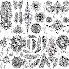 In addition, mandala designs will take longer time to finish compared to simple tattoos, which justifies the additional amount in the average price. Amazon Com Coktak 6 Pieces Lot Unique Black Henna Temporary Tattoo Stickers For Adults Women Girls Feather Mandala Flower Body Art Large Big Arm Tattoos Sheet Lace Indian Mehndi Sexy Wedding Tatoos Owl