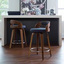 Lacayo Mid Century Modern Low Back Bentwood Frame 24 Swivel Bar Stool Swivel Bar Stools Mid Century Bar Stools Bar Stools