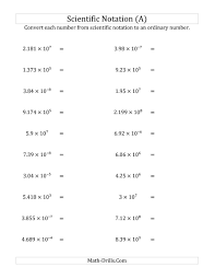 The Converting Scientific Notation To Ordinary Numbers A Math Worksheet Scientific Notation Scientific Notation Worksheet Notations