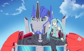 Miku Hatsune And Optimus Prime Transformers Funny Transformers Prime Transformers