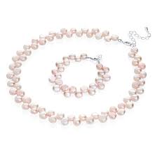 Amazon Com Luxury Pink Freshwater Pearl Beaded Keepsake Baby Girl Elegant Bracelet And Necklace Gift Set Gsnffp M Clothing Shoes Jewelry