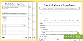 Experimental probability worksheet the probability green is related to the barrier thickness power supply voltage is about 100 mv experimental deltt s have been produced which operate near 4 2 k 77. Dice Roller Chance Experiment Worksheet Year 3 Maths