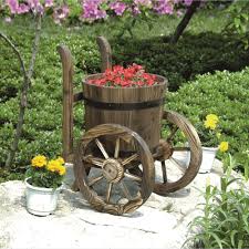 Stonegate Designs Barrel Cart Planter Model Dsl 1203 Lawn Ornaments Fountains Wooden Garden Planters Planters Wooden Garden