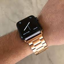 Black Apple Watch With Pink Band Apple Watch Series 5 4 3 2 Band Matte Flat Link Sport Strand Stainless Steel Strap 44mm 40mm 42mm 38mm Metal Links Bracelet Smart Watch Apple Watch Bands Fashion Apple Watch