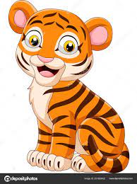 La bébé tigre dessin n'est pas de ce fait ardu qu'il y face. Ilustracion Vectorial De Dibujos Animados Sonriendo Tigre Bebe Sentado Bebe Dessin