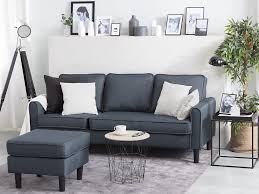 Free shipping for many products! 3 Seater Fabric Sofa With Ottoman Dark Grey Avesta Beliani De