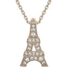 Diamond Accent 10k Rose Gold Eiffel Tower Mini Pendant Necklace Rose Gold Jewelry Pink Gold Necklace Gold Jewelry Necklace