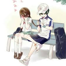 ryoma braiding sakunos hair i guess he was curious about them 커플 그림 애니메이션 그림