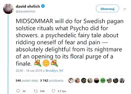 Midsommar to obok bożego narodzenia najpopularniejsze święto w szwecji, kiedy mieszkańcy opuszczają miasta i miasteczka, porzucając cywilizację na kilka dni, aby cieszyć się wsią, przyrodą. Midsommar W Bialy Dzien Sa Pierwsze Opinie Czy Horror Jest Dobry Naekranie Pl