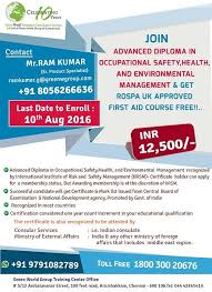 Gwg Is Offering Online Diploma In Adoshem At Low Price Http Greenwgroup Co In Training Cour Occupational Health And Safety Health And Safety Safety Courses
