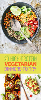 20 Protein Packed Dinners With No Meat Vegetarian Dinners Vegetarian Vegan Recipes Vegetarian Recipes