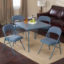 Meco Sudden Comfort Deluxe Double Padded Chair And Back 5 Piece Card Table Set Cadet Blue Compact Table And Chairs Chair Pads Card Table Set