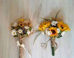 Sunflowers wedding invitations have become a staple in rustic or country weddings. Small Bouquet Elopement Wedding Flowers Sunflower Daisies Etsy Wedding Flowers Sunflowers Silk Flowers Wedding Baby S Breath Bridal Bouquet
