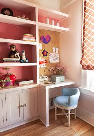 You'll find durable plastic or painted wood desks in an array of vivid hues that will encourage activities or to complete nightly homework! Custom Built Ins In Children S Rooms Project Nursery Desk Built In Built In Desk Room Design