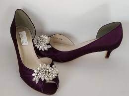 Eggplant Purple Wedding Shoes With Sparkling Crystal Applique Purple Wedding Shoes Purple Bridal Shoes Wedding Shoes