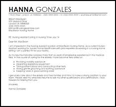 Nursing Assistant Cover Letter Sample Cover Letter Templates Examples