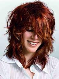 Medium Shag Hairstyles For Thick Hair Red Blonde Hair Hair Styles Red Hair With Blonde Highlights