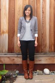 Black And Brown Boots Outfit 25 Chic Work Outfits With A Grey Blazer 6 25 Chic Work Outfits With A Grey Blazer Chic Work Outfit Work Outfit Fashion