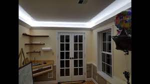 Pvc crown moulding installs with nails or glue as a finishing touch around cabinets and along ceilings. How To Design And Install Crown Molding With Indirect Led Lighting For Less Than 125 Youtube