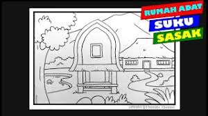 Sketsa gambar mewarnai rumah adat anak sekolah. Menggambar Rumah Adat Suku Sasak Lombok Ntb Tema Negaraku Youtube