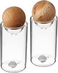 Amazon Com Sagaform Nature Collection Salt And Pepper Glass Salt Pepper Shakers With Oak Stopper 4 1 2 Inch Set Of 2 Clear Home Kitchen The beauty of this grinding set cannot be overemphasised, why have just a single grinder when you can have a set of two at an equally.