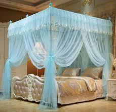 Sizing works for everyone use these beautiful bed canopy curtains on your twin. Amazon Com Mengersi Flowers 4 Corner Canopy Bed Curtains Bed Canopy For Girls Kids Toddlers Crib Twin Sky Blue Kitchen Dining
