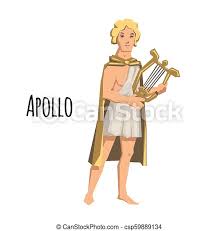 Apollo is a greek god of the sun, light, music, and prophesy, and many more things. Apollo Ancient Greek God Of Archery Music Poetry And The Sun With Lyre Mythology Flat Vector Illustration Isolated On Canstock