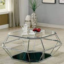 We have a nice variety of contemporary glass geometric coffee tables that create a pleasant linear effect, including. Furniture Of America Dydo Geometric Glass Top Coffee Table In Chrome Idf 4167c