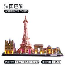 Check spelling or type a new query. Paris City Skyline Famous Landmark Architecture 3d Paper Puzzle With Led Light Eiffel Tower Louvre Museum