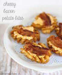 Easy Party Appetizer Cheesy Bacon Potato Bites Recipe Cheesy Bacon Potato Bites Appetizers For Party Potato Bites