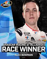 THIS ONE'S FOR FINN AND ROSCOE! 🐶 Alex Bowman WINS the iRacing  #ProInvitationalSeries race at Talladega Superspeedway!