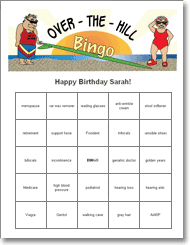 Bingo Games To Play Print And Play Over The Hill Bingo Game 50th Birthday Games Fiftieth Birthday Party Ideas 65th Birthday Party Ideas