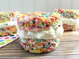 Fruity Pebbles Rice Krispie Treat Sandwiches